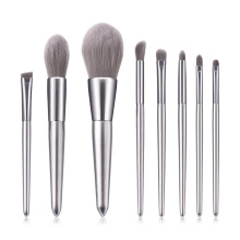 8pcs Silver Makeup Brushes Set Private Label Luxury Vegan Powder Foundation Concealer Blush Eyeshadow Makeup Brush Custom Logo